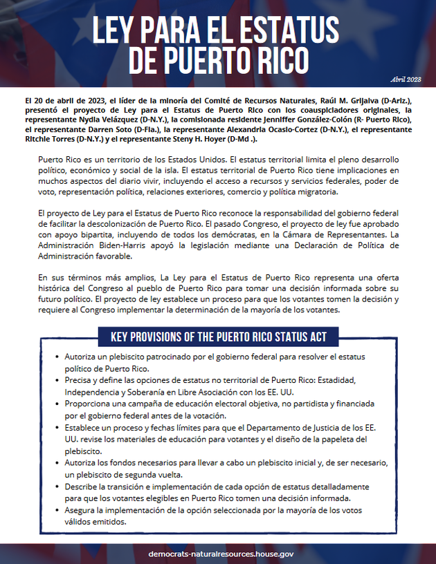 Puerto Rico Status Act of 2023 (Spanish)